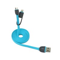 Cablu De Date MRG M-165, 2 in 1, Iphone 5/6 + Micro Usb, Albastru C165