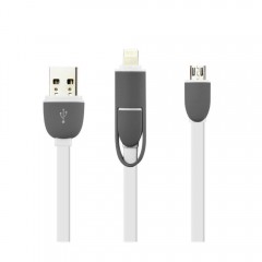 Cablu De Date MRG M-166, 2 in 1, Iphone 5/6 + Micro Usb, Alb C166