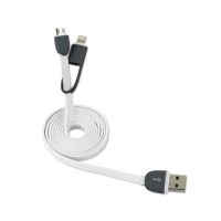 Cablu De Date MRG M-166, 2 in 1, Iphone 5/6 + Micro Usb, Alb C166