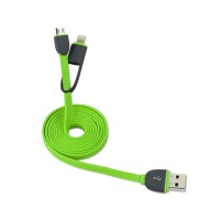 Cablu De Date MRG M-167, 2 in 1, Iphone 5/6 + Micro Usb, Verde C167