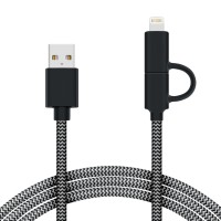 Cablu De Date MRG M-172, 2 In 1, Iphone 5/6 + Micro USB, Negru C172