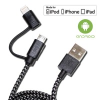 Cablu De Date MRG M-172, 2 In 1, Iphone 5/6 + Micro USB, Negru C172