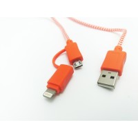 Cablu De Date MRG M-173, 2 In 1, Iphone 5/6 + Micro USB, Rosu C173