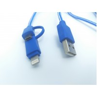 Cablu De Date MRG M-174, 2 In 1, Iphone 5/6 + Micro USB, Albastru C174