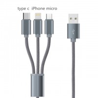 Cablu De Date 3 In 1 Iphone 5/6 + Micro Usb + Type C C191