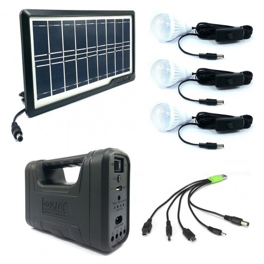 Kit Solar MRG AKL-8017A, Negru, 3 becuri, Panou solar C333