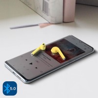 Casti Bluetooth MRG L-inPods 12, Cu carcasa, Handsfree, Galben C379