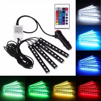 Set Lumina Ambientala Auto MRG M840, Led RGB, Telecomanda, 9 Led C840