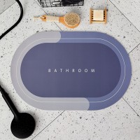 Covor Baie Antiderapant MRG M1032, Oval, Absorbant, Cauciucat, Albastru C1032