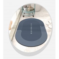 Covor Baie Antiderapant MRG M1032, Oval, Absorbant, Cauciucat, Albastru C1032