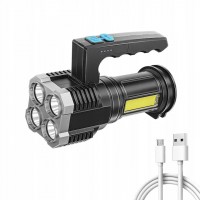 Lanterna de Mana Reincarcabila MRG M606 , 3W + COB, USB, Negru C1062