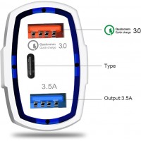 Incarcator Auto USB MRG M1101, 7Ah,2x USB, 1xType-C, Qualcomm 3.0, Alb C1101