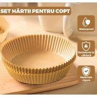 Set 50x Hartie de Copt Rotunda MRG MA69 200mm x 45mm, Pentru Friteuza C1149