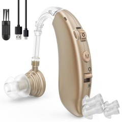 Aparat Auditiv Reincarcabil MRG MZ360, Anulare Zgomot, Volum Reglabil, Bej C1179