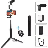 Selfie Stick Pentru Video MRG MAY49Z, Microfon, Trepied, Selfie, cu Lumina C1198