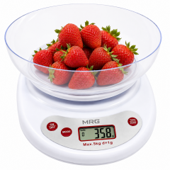 Cantar Bucatarie MRG M1227, cu Bol 1L, ABS, 5Kg, LCD Functie, Tara, Alb C1227