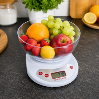 Cantar Bucatarie MRG M1227, cu Bol 1L, ABS, 5Kg, LCD Functie, Tara, Alb C1227