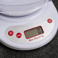 Cantar Bucatarie MRG M1227, cu Bol 1L, ABS, 5Kg, LCD Functie, Tara, Alb C1227