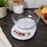 Cantar Bucatarie MRG M1227, cu Bol 1L, ABS, 5Kg, LCD Functie, Tara, Alb C1227