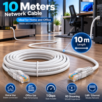 Cablu UTP Cat 6 MRG M1235, 10 m, Cablu Retea Ethernet RJ45 Internet, 1Gbps C1236