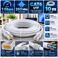 Cablu UTP Cat 6 MRG M1235, 10 m, Cablu Retea Ethernet RJ45 Internet, 1Gbps C1236