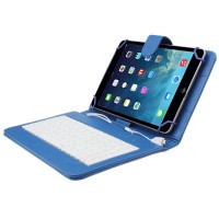Husa Tableta 7 Inch Cu Tastatura Micro Usb Model X , Albastru , Mapa , Prindere 4 Cleme C105
