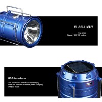 Felinar Camping LED Reincarcabil cu Lanterna - Panou Solar si USB C157