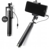 Monopod Selfie Stick Mini cu Cablu Jack 3.5mm Extensibil 78cm Negru C231