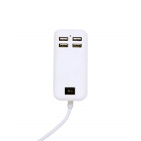 Incarcator USB 15W 3A cu cablu MRG, USB, 4 porturi, Alb C342