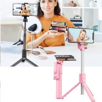 Selfie Stick MRG MR1, Pentru telefon, Tripod , 360 grade, Roz C847
