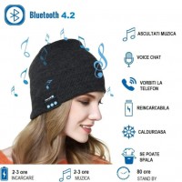Caciula Smart cu Bluetooth MRG M976, Negru , Unisex, Handsfree, Microfon, Casti C976