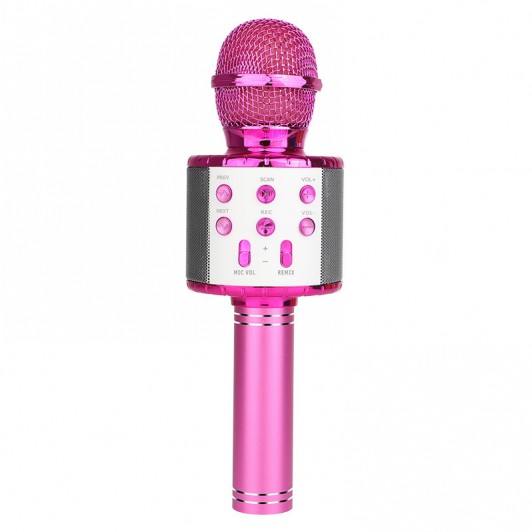 Microfon Wireless Karaoke MRG MWS858, Bluetooth, Reincarcabil, Boxa, Roz C1035