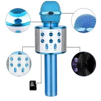 Microfon Wireless Karaoke MRG MWS858, Reincarcabil, Boxa, Albastru C1037