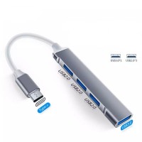 Adaptor Hub USB Type-C MRG MGL232, 4x USB, USB 3.0, Multiport 4 in 1 C1103