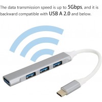 Adaptor Hub USB Type-C MRG MGL232, 4x USB, USB 3.0, Multiport 4 in 1 C1103