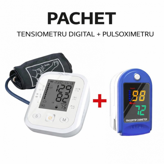 Pachet Tensiometru de Brat MRG MSR801 si Pulsoximetru MRG M-JZK-302 cu Display digital
