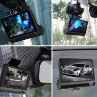 Camera auto Full HD 3in1, ce filmeaza in fata, in spatele si in interiorul masinii