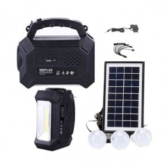Kit solar cu lanterna LED, radio FM, 3 becuri, panou si USb pentru incarcare telefon