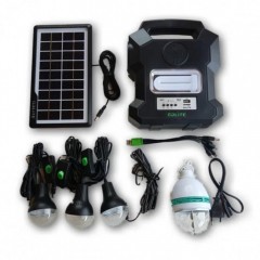 Kit solar cu lanterna LED, 3 becuri, panou si USB pentru incarcare telefon