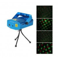 Mini proiector laser cu 5 proiectii rosu-verde, senzor de muzica