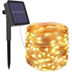 Instalatie solara cu 120 LED, interior-exterior, 14 m, lumina calda