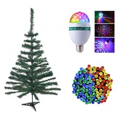 Brad Artificial verde 1.8m  + Instalatie 100 LED 9 metri + Bec Rotativ Multicolor