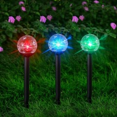 Set 3 Lampi Solare Glob Prismatic LED RGB