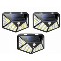 Set 3 Lampi solare cu 100 LED 1800 mAh, senzor de miscare, rezistente la apa
