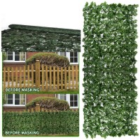 Gard Artificial pergola cu frunze verzi, cadru lemn + plastic, dimensiuni: 1 x 2,5 m