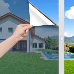 Protejeaza casa de caldura cu autocolant folie geamuri interioare, efect oglinda, 300 cm x 75 cm