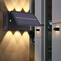 Lampa solara cu 6 LED, lumina calda, bidirectionala, senzor miscare si senzor lumina