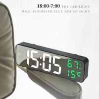Ceas digital cu alarma, termometru, umiditate, LED alb, verde sau rosu, 2 setari lumina