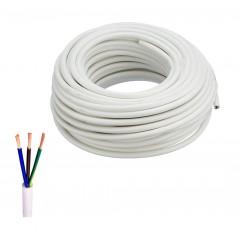 Cablu electric cu 3 fire, Rola 30 m, diametrul 2.5 mm, alb