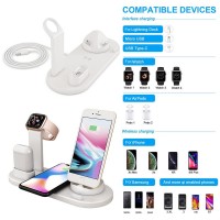 Stație de încărcare wireless multifuncțională 6 in 1 pentru telefon, ceas smart, casti